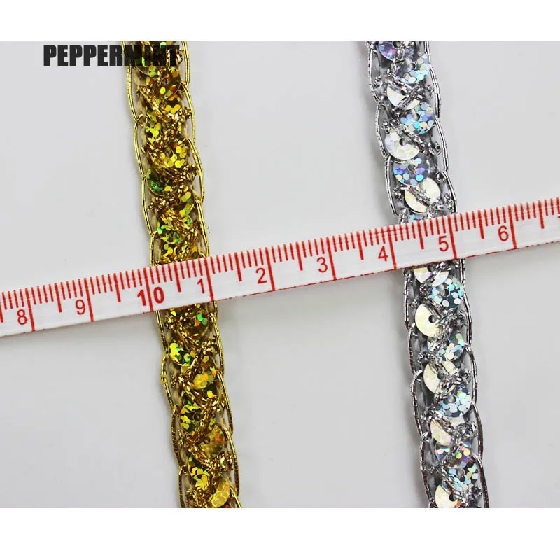 3 ярда 12 мм этническая лента с блестками и золотыми нитями для обуви платье