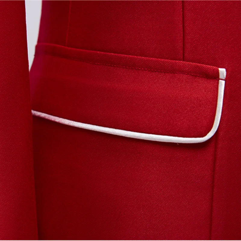

(Jackets+Pants) 2021 Brand clothing Men's Business Suit/Male slim fit White red Two suits/Man pure color groom dress Blazers