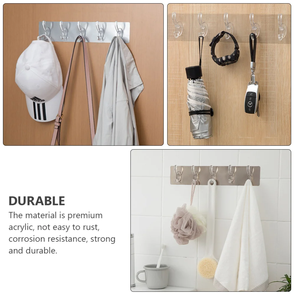 

2Pcs Acrylic Hooks Wall Racks Bathroom Hooks Towels Hooks Home Room Row Hooks