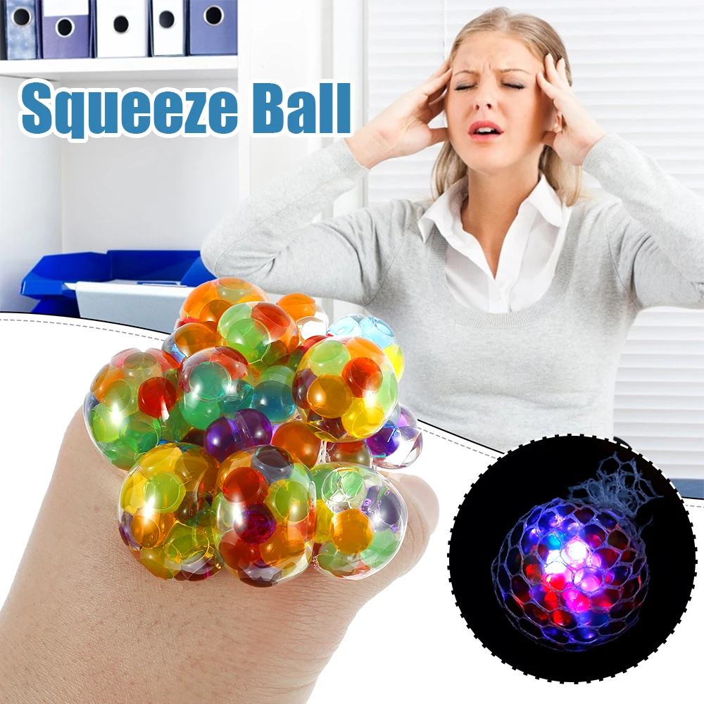 

Stress Reliever Squishy Mesh Grape Squeeze Ball Anti Anxiety Novelty Sensory Autism ADHD Toy Adult Glow Toys Kids Gift