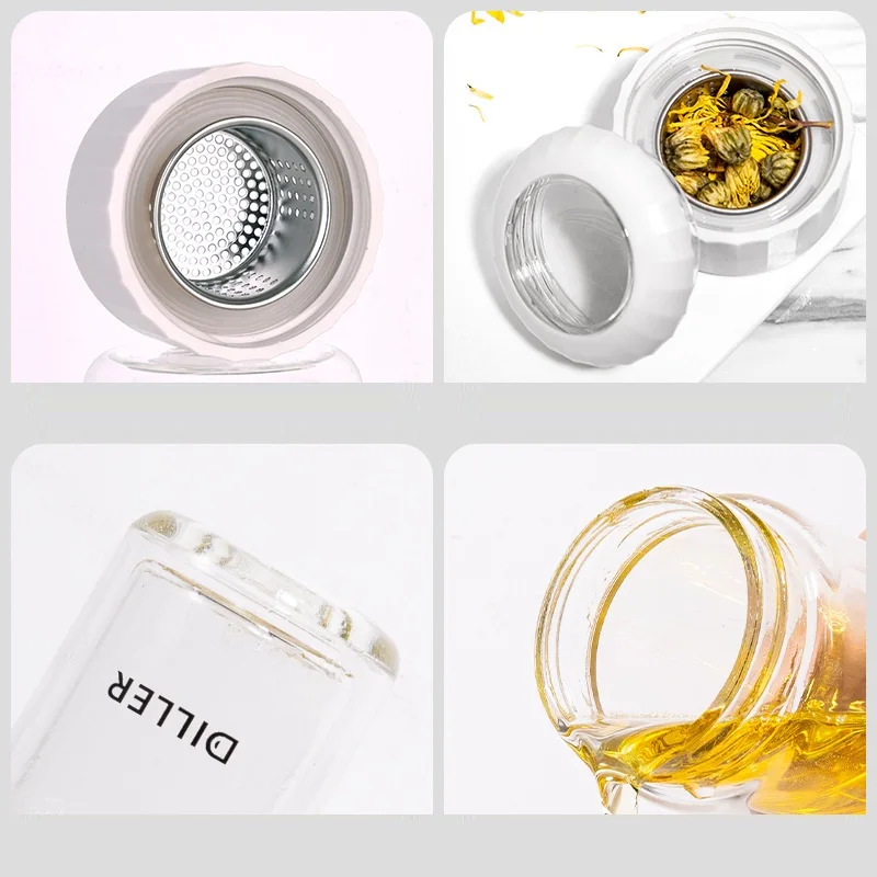 

Tea Infuser Bottle Glass Tea Cup Clear Water Bottle