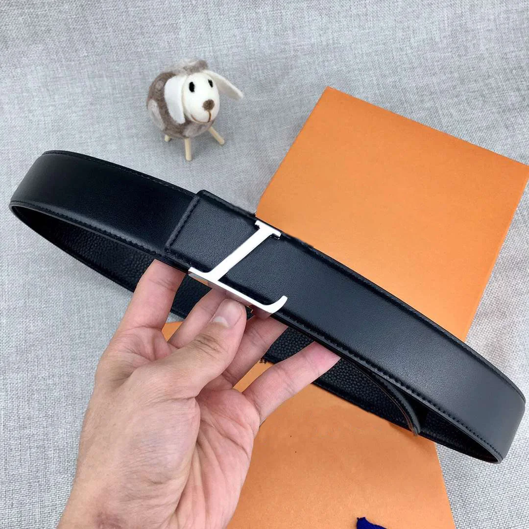 

Men High Quality Leather Belt Metal Buckle Width 38Mm Designer Letter High Quality Fashion Casual Cowskin Waist Belts with Box