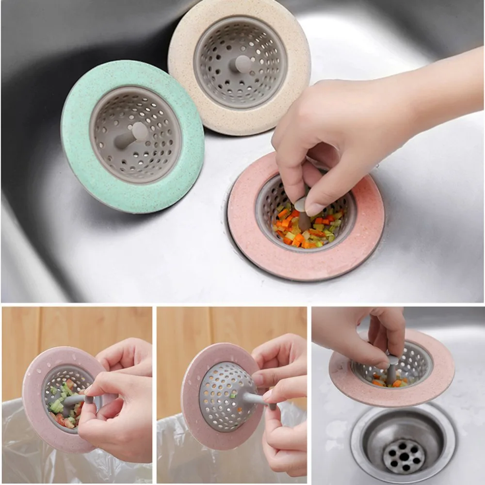 Practical Silicone Home Kitchen Bathroom Round Shape Floor Drain Cover Plug Anti-blocking Water Hair Catcher Filter Strainer |