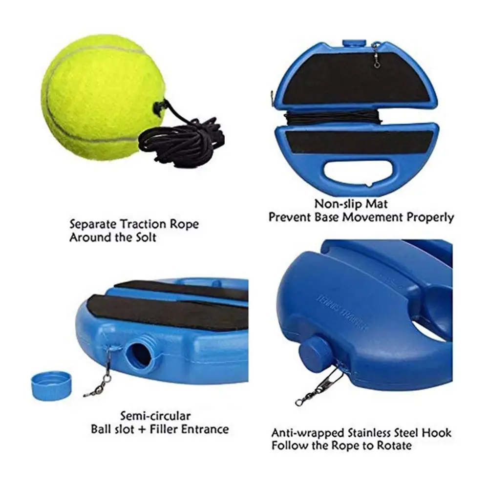 

1pc Portable Self-study Practice Tennis Trainer Base Rebound Ball Training Tool Baseboard Player for Outdoor Practice Tool