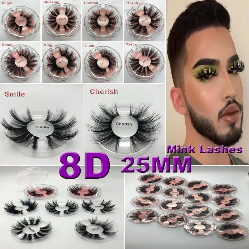 Супер длинные 25 мм 3D 5D норковые ресницы эффектные натуральные волосы ручной