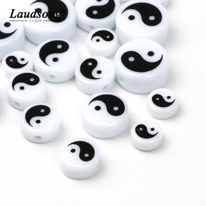 

Плоские круглые белые бусины из тай-чи 8/10/12/14 мм