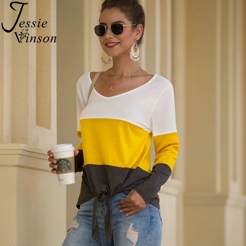 Jessie Vinson футболка с длинным рукавом и круглым вырезом цветная бантом Женская