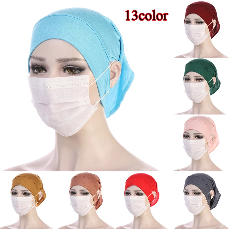 

Pure Color National Style Bottoming Hat Hooded National Headdress Hat Forehead Hat Fashion Flat Brim Hooded Hooded With Ear Hole