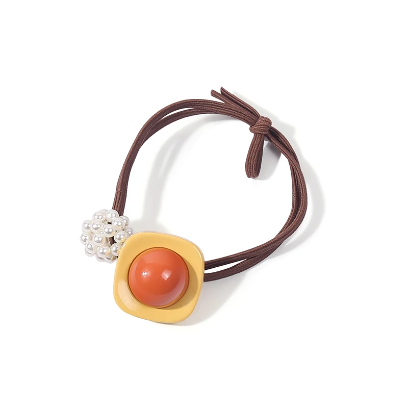 

Korean Style Elegant Headband Female Simple Rubber Band Hair Rope Hair Ring Dongdaemun Leather Cover Imitation Pearl Tie Hair