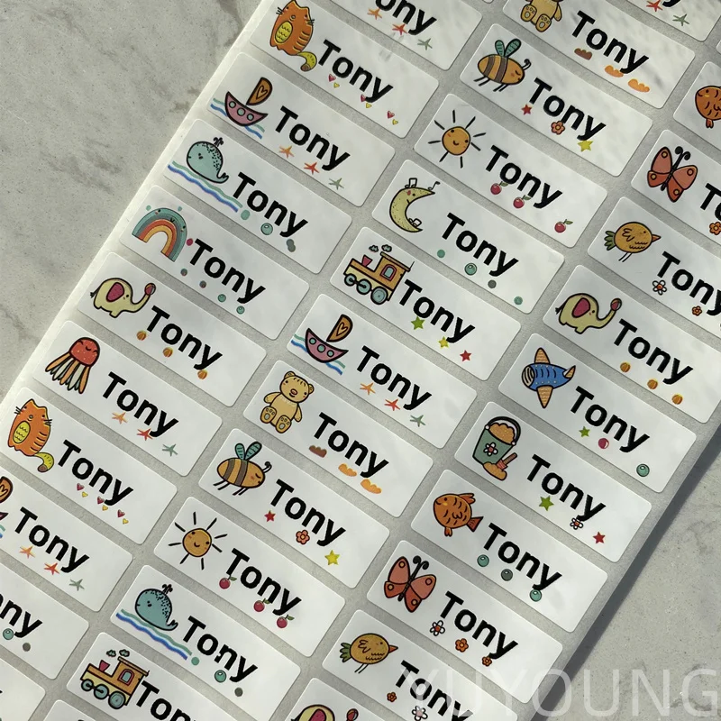 90 шт. наклеек с именем на заказ водонепроницаемые персонализированные этикетки