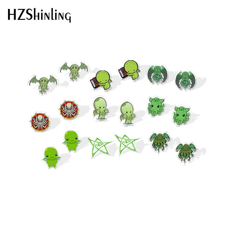 

2021 New Cthulhu Stud Earring Fashion Funny Acrylic Resin Earrings Epoxy Handmade Jewelry Gifts Friends