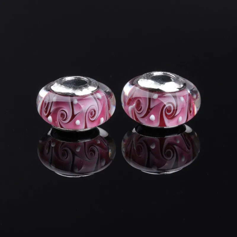 

100% 925 Sterling Silver Exquisite Spiral Pattern Glass Beads Charm Fit Original Pan Bracelet Necklace Diy Jewelry