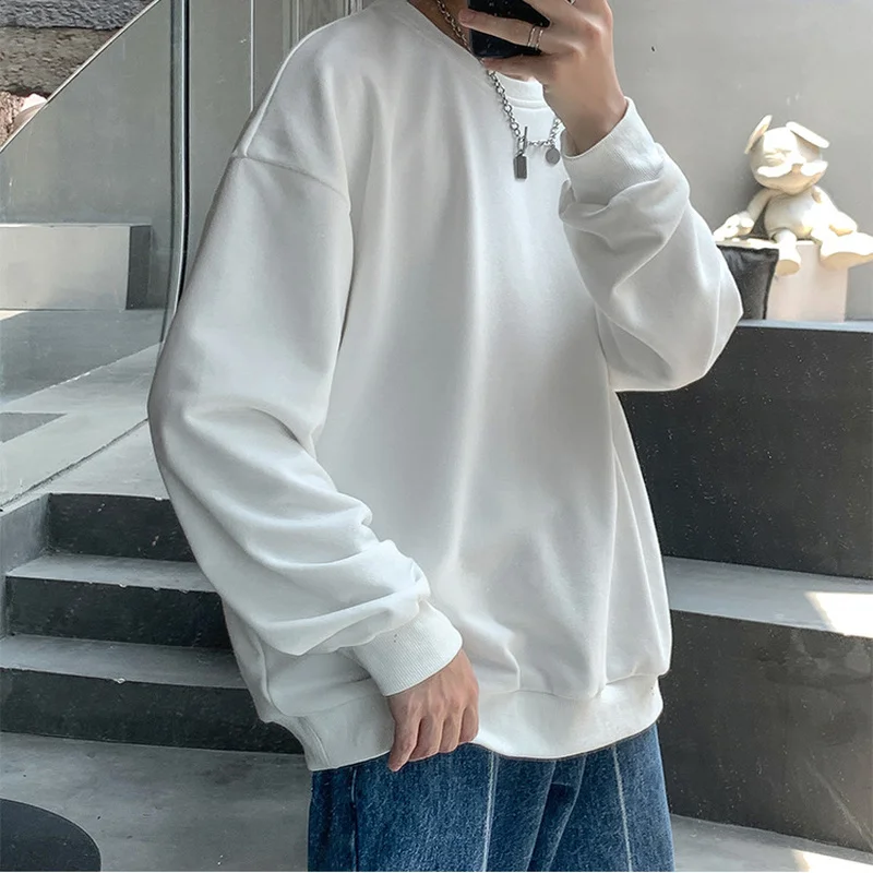 Простые толстовки без шляпы мужские однотонные яркие свободные для пары унисекс