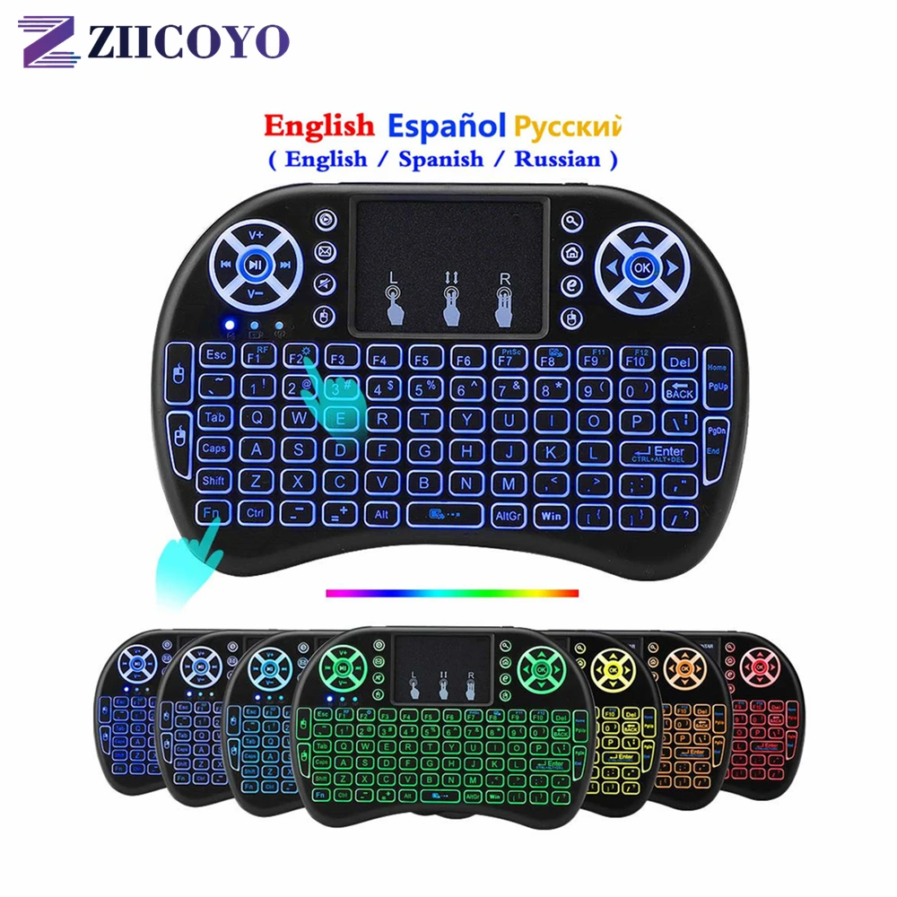 

i8 Keyboard Backlit Spanish Version Air Mouse 2.4GHz Wireless Keyboard Touchpad Handheld for Android TV BOX X96 H96 max PC