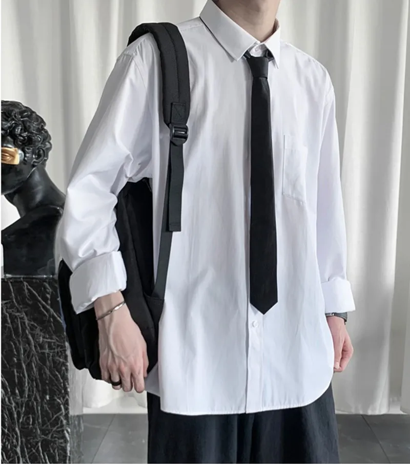 

Униформа JK DK для учащихся старшей школы, модная Повседневная белая рубашка в стиле преппи, красивый Свободный Топ для молодых мужчин