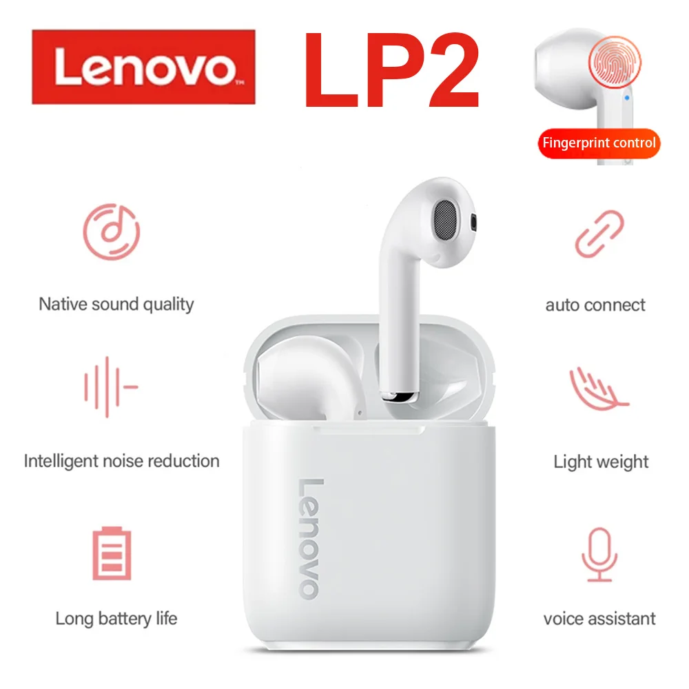 

Lenovo LP2 TWS Wireless Earphone Bluetooth 5.0 Dual Stereo Bass Touch Control LP1 UPDATED VERSION 350MAH
