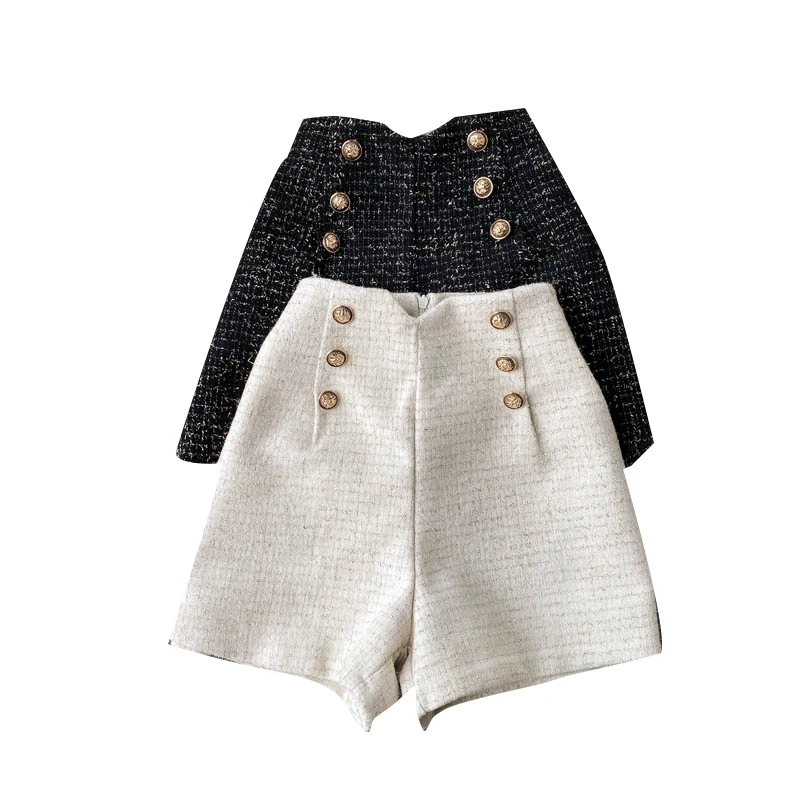 

ancient ways of tall waist shorts double-breasted wide-legged pants of the cultivate morality fashionable boots pants