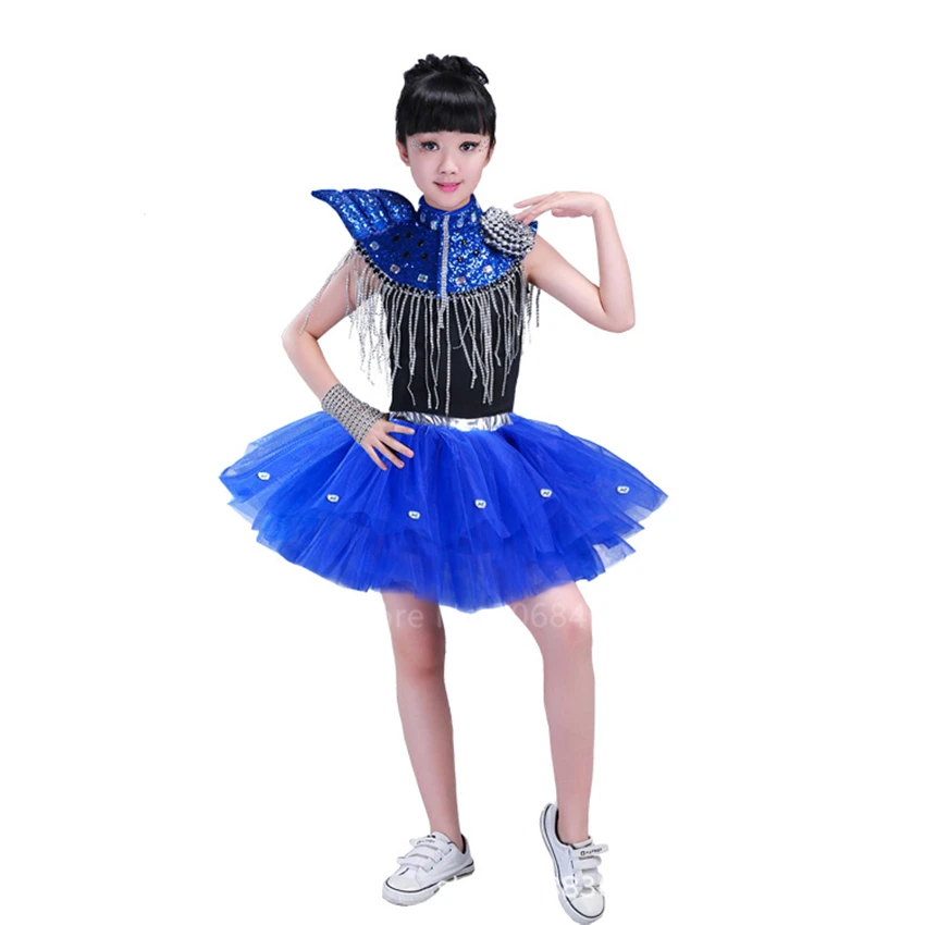 Костюм детский для джазовых танцев классическая одежда с блестками выступлений