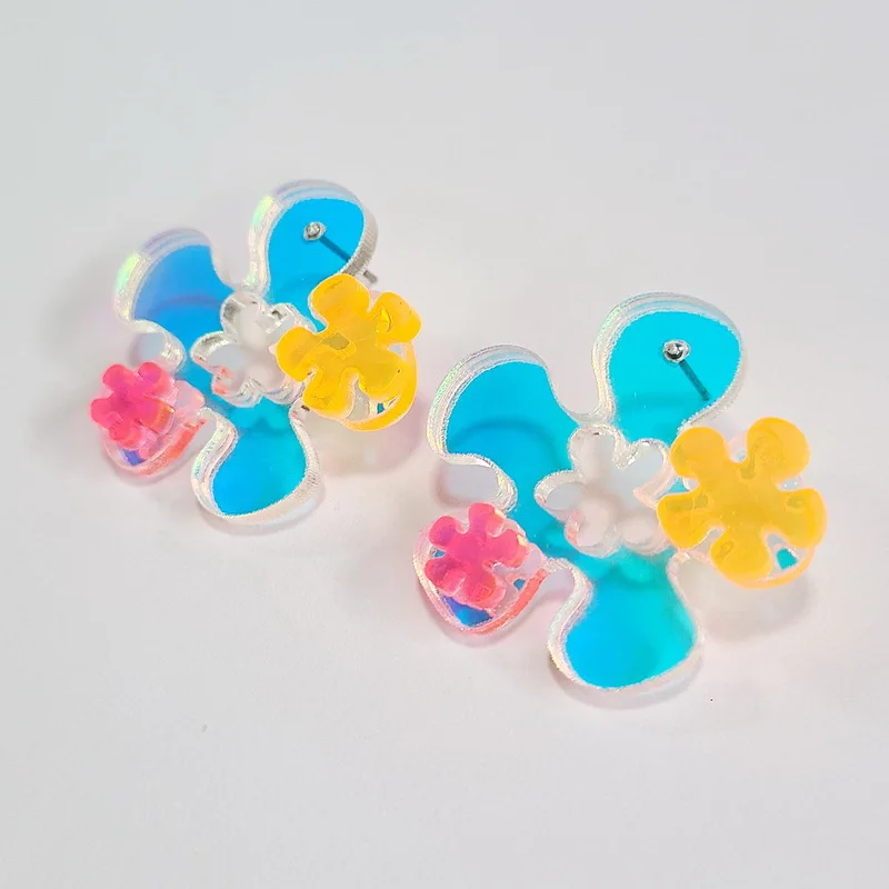 

Acrylic Transparent Colorful Earrings Girl Earrings Fashion Laser Earrings