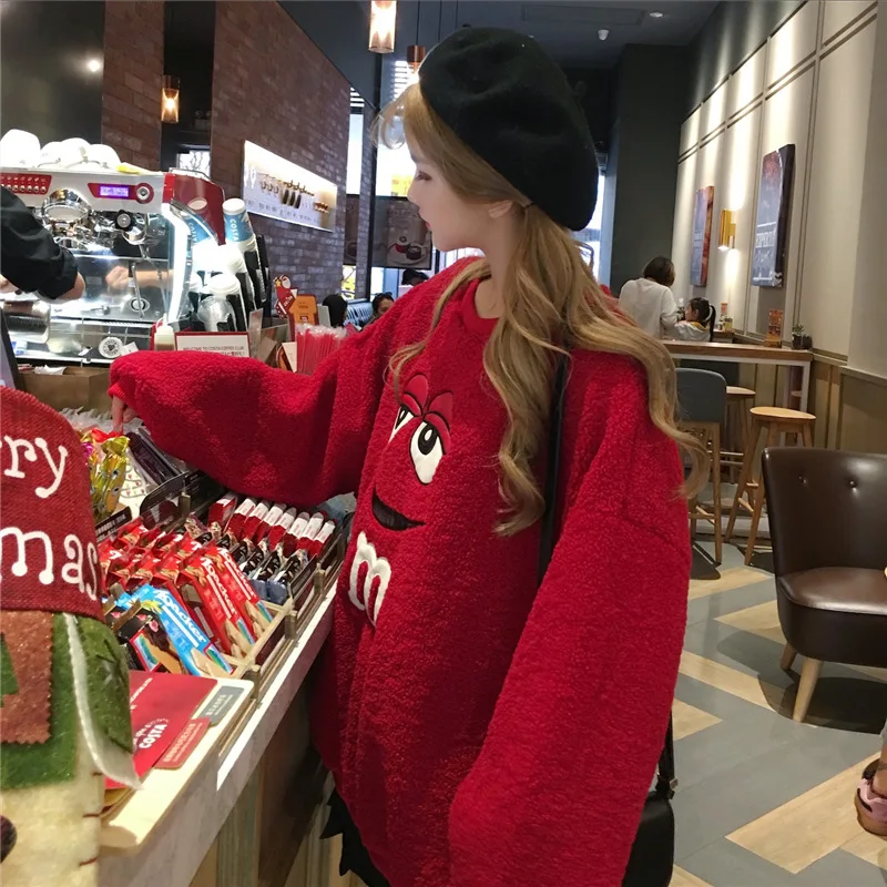 Женская толстовка с длинным рукавом плюшевый пуловер принтом шоколада