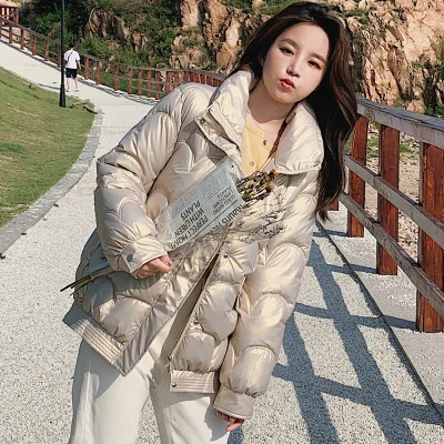 Женское пальто блестящая стеганая куртка с хлопковой подкладкой новая мода 2021