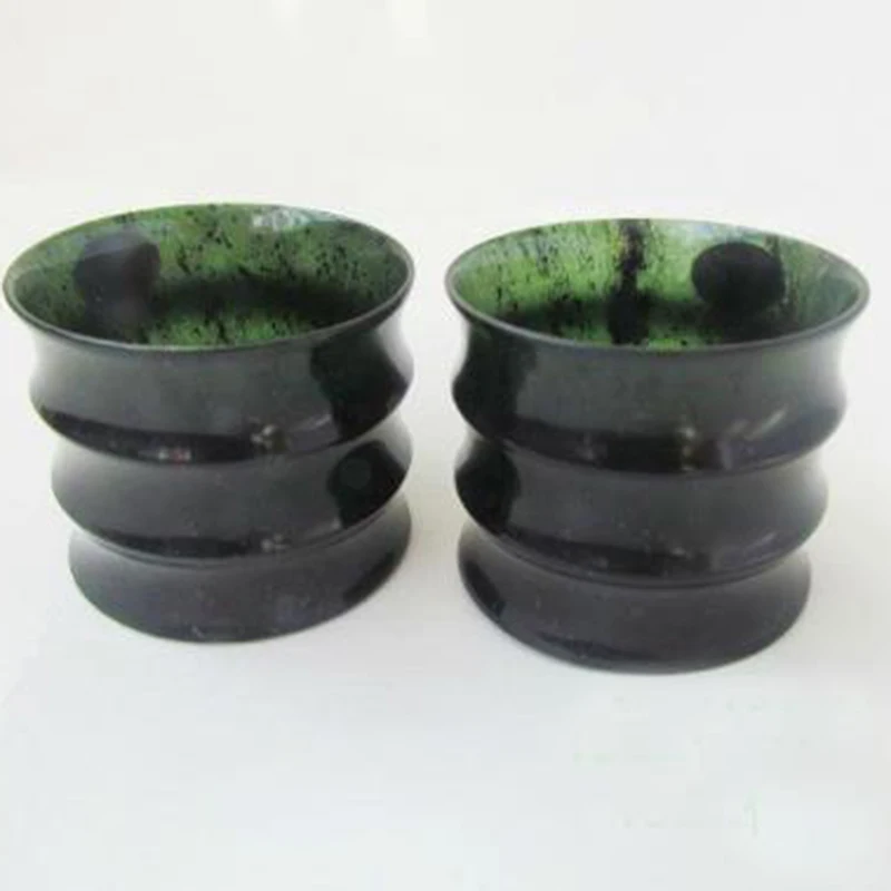 small cup X2 Renge весенний черный нефрит бамбуковая форма чашка светящаяся плоская чаша нефрит старинный стиль чайный набор ремесленный подарок Маленькая чайная чашка - Цвет: small cup X2