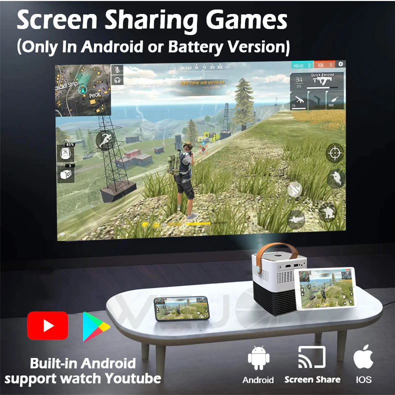 Мини-проектор Wejoy Y7 Wi-Fi Airplay Miracast Android HD портативный для телефона домашнего