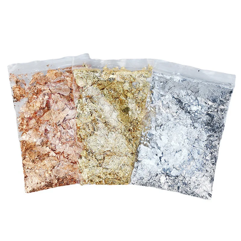 Imitation Gold Sliver Copper Foil Paper Sequins Glitters Craft Leaf Flake Sheets Bulk Shiny Confetti Gilding DIY Nail Art Decor | Дом и сад