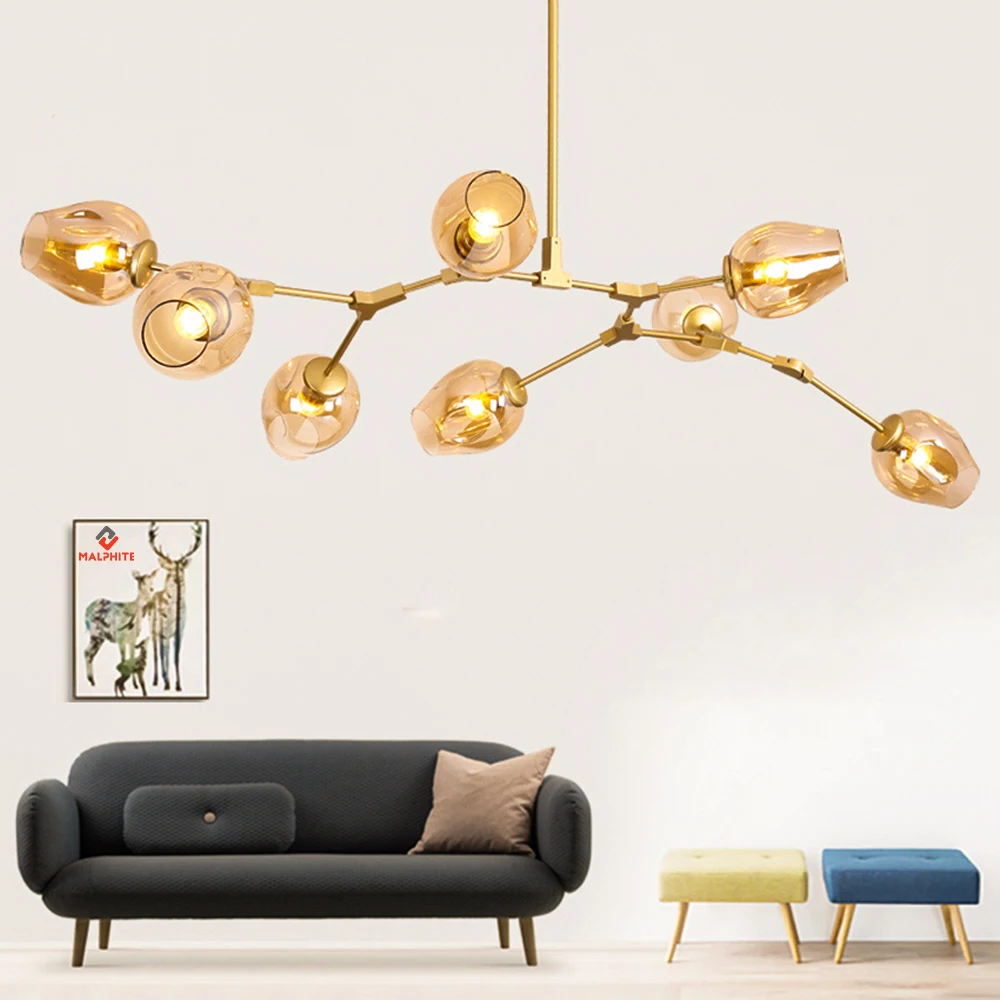 Скандинавская светодиодсветодиодный стеклянная люстра современный светильник