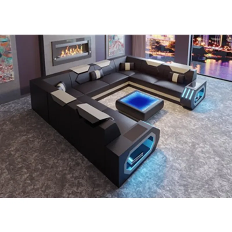 Светодиодный светильник секционный кожаный диван|Диваны для гостиной| |