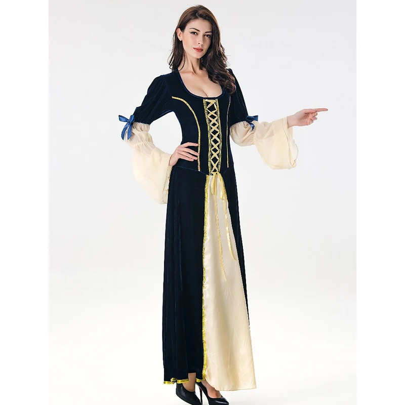 Halloween New Medieval Dress Cosplay Carnival Costume Queen Long Robe Disguise Palace Court Retro Noble Princess Woman Girls |