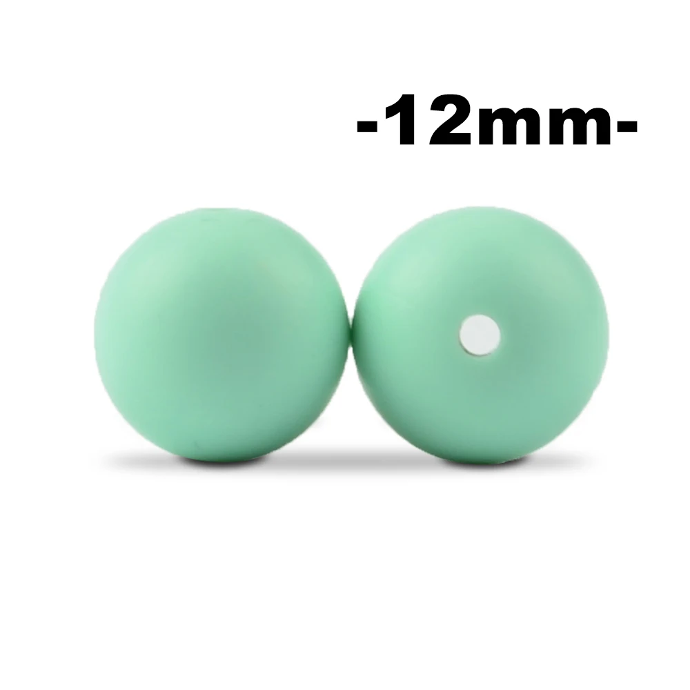 mint LOFCA, 12 мм, 100 шт., силиконовые бусины для прорезывания зубов, Прорезыватель для зубов, ожерелье для кормления ребенка, соска, зажим для ухода за полостью рта, не содержит бисфенола, пищевой, цветной - Цвет: mint