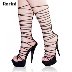 Rncksi New Sexy Blind Shoes Fashion Women's 0pen Toe Platform Sandals Classic 15cm Stiletto With Platform Dance Shoes