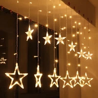 new year 2m 6 5ft christmas fairy garland star led curtain string lights indoor 138leds 8 modes for home decoration 220v eu plug