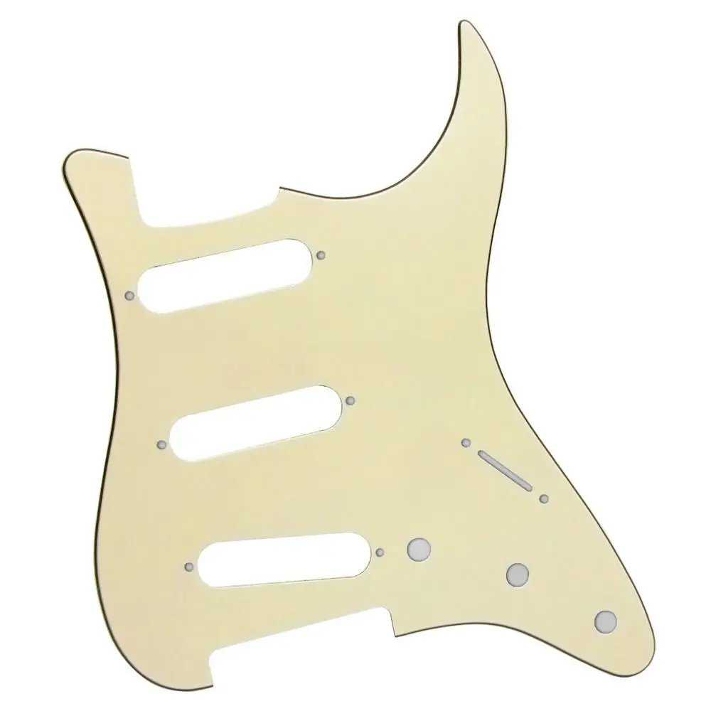 Крем 3Ply NO Side гитара отверстия Pickguard Strat SSS + Прозрачный шаблон для
