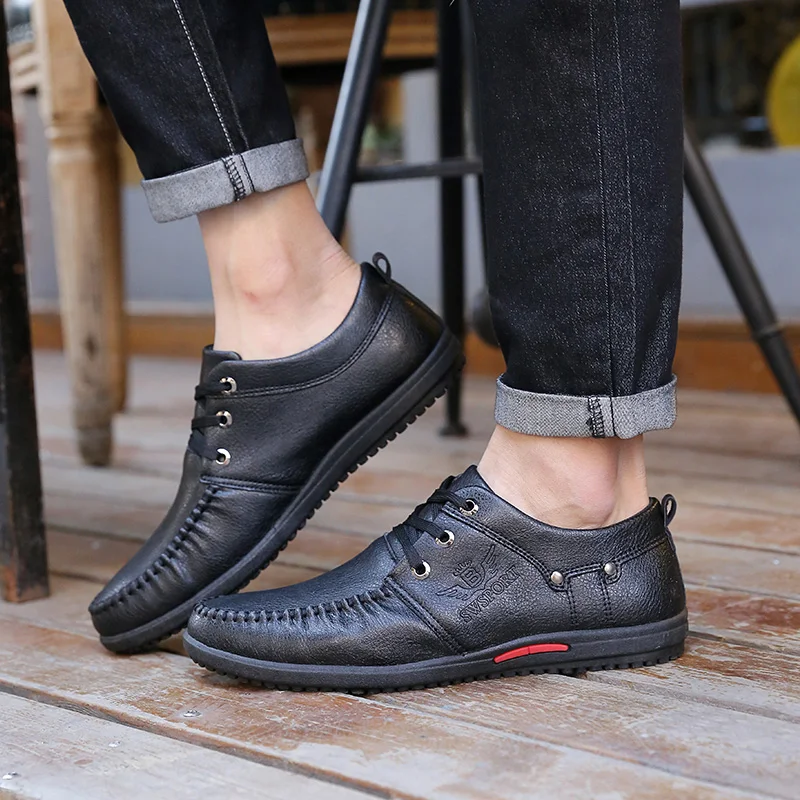 Лидер продаж мужская кожаная обувь на плоской подошве модная прогулочная