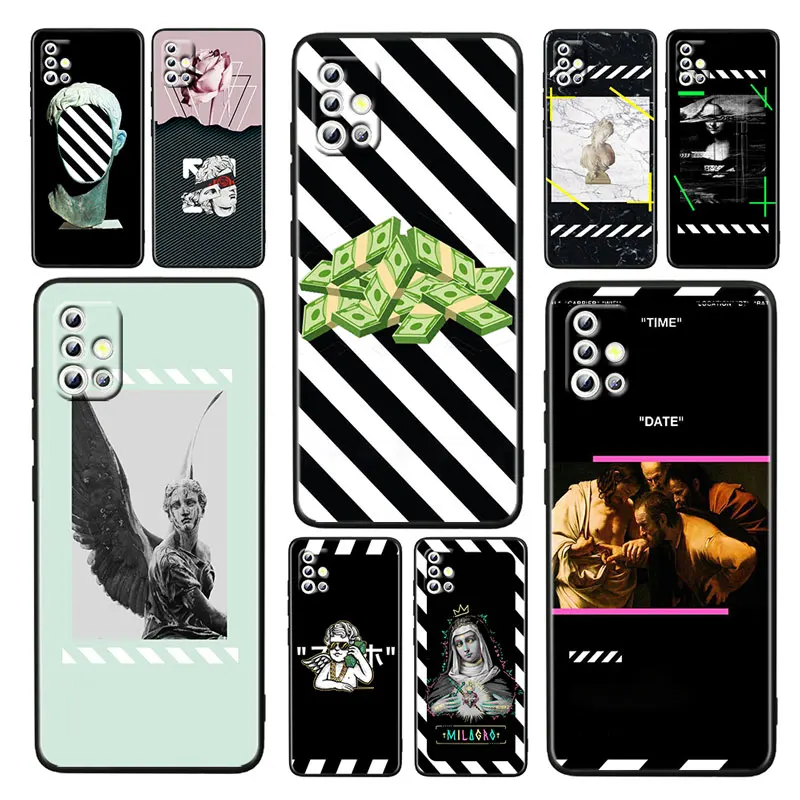 

of fashion whitpainting Soft Shockproof Black Phone Case For Samsung Galaxy A52S 5G A71 A51 A32 5G A12 A21S A31 A41 Capa