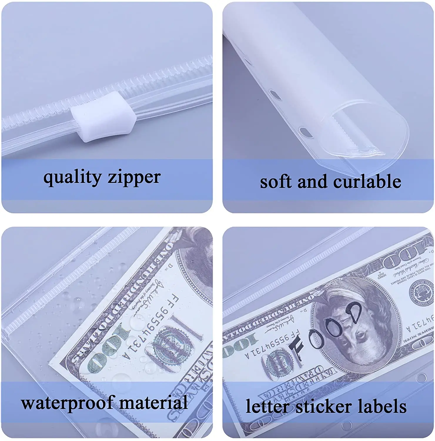 

12pcs Binder Pockets A6 Size 6 Holes Zipper Binder Pouch for Loose Leaf Notebook and 6PCS 26 Categories Letter Sticker Labels
