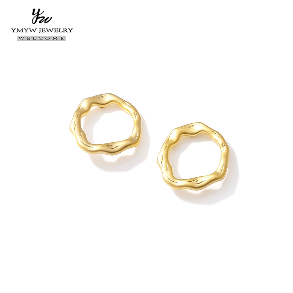 YMYW минималистичные Асимметричные круглые серьги гвоздики геометрические полые