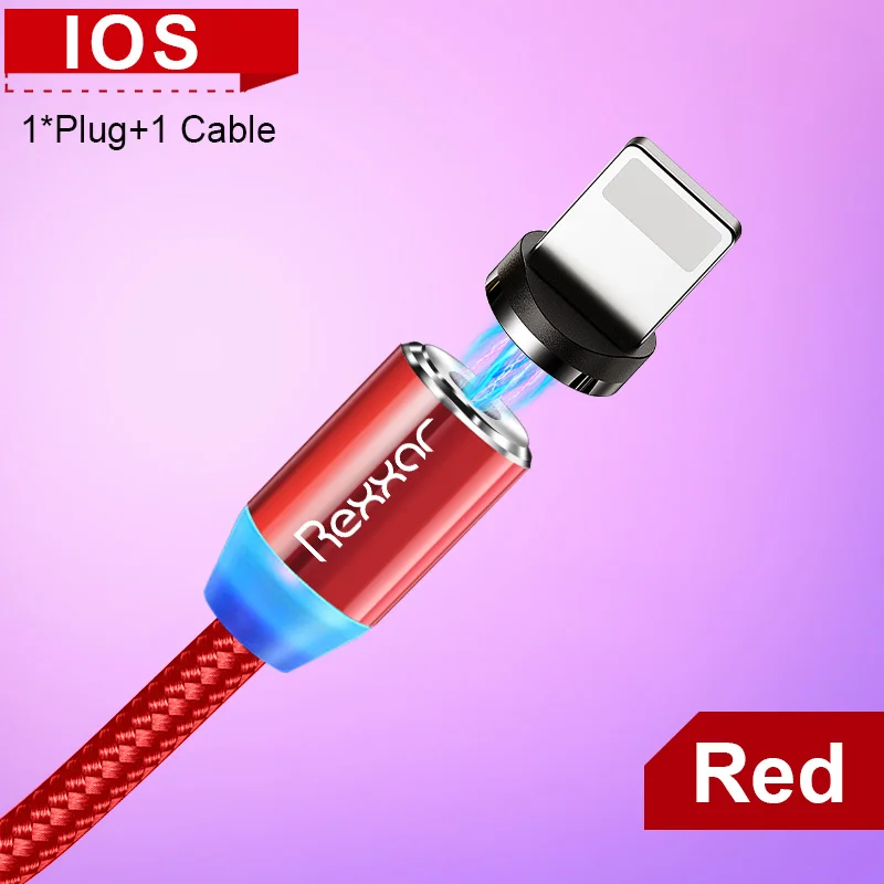Магнитный кабель type C usb зарядный кабель Micro USB зарядное устройство для samsung Xiaomi iphone кабели для мобильных телефонов USB-C Магнитный шнур 1 м 2 м - Цвет: Red Kit For ios