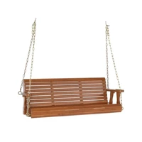 5ft nordic style home outdoor garden hanging chair swing cedar with iron chain 500lbs double wooden swing dark brown
