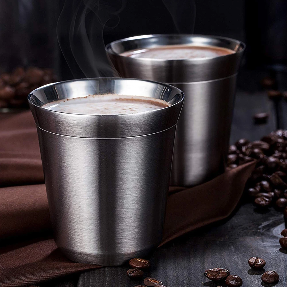 

Double Wall Stainless Steel Coffee Mug 80ml/160ml Portable Cup Travel Tumbler Coffee Jug Milk Tea Cups Double Office Water Mugs