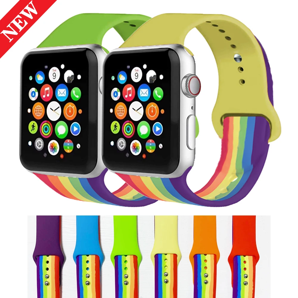 Ремешок силиконовый для Apple Watch SE band 40 мм 38 44 42 спортивный браслет iWatch Series 6 5 4 3 2 1