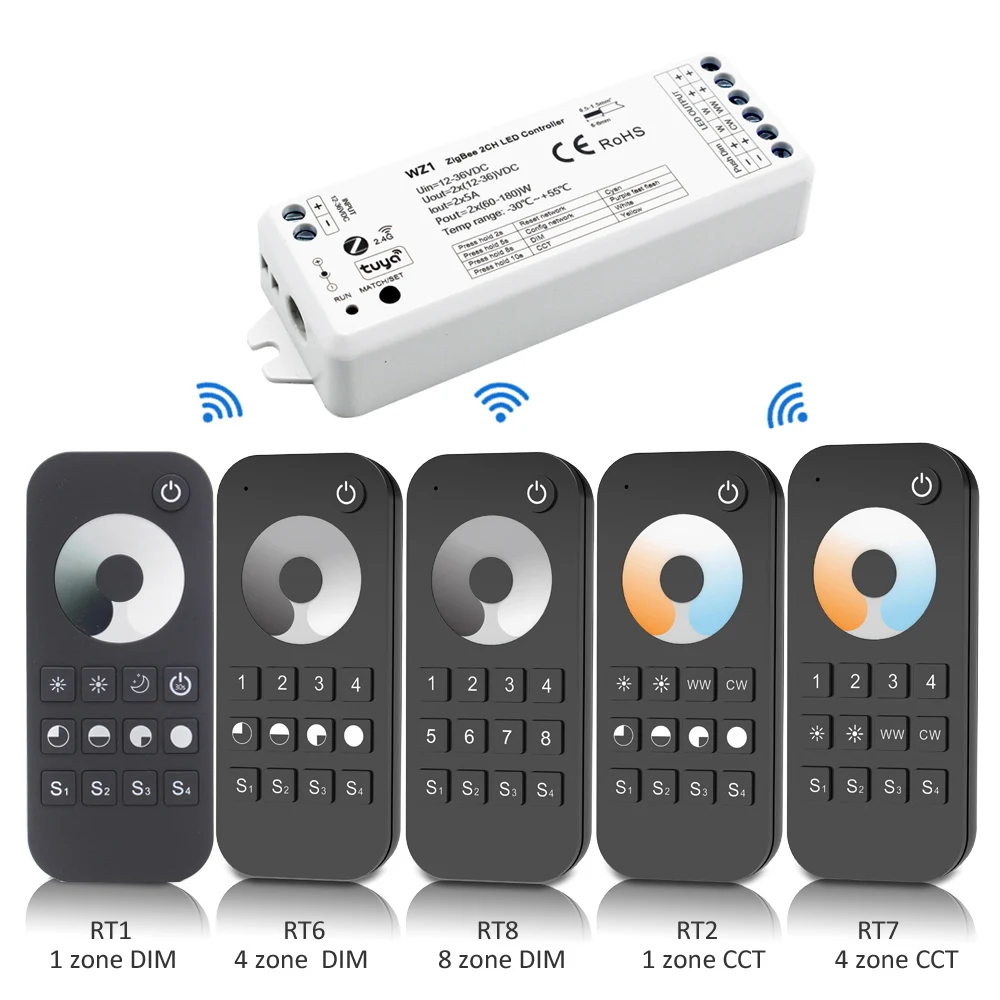 Tuya Zigbee Dimmer Switch LED 12V 24V Wifi Smart Life 2.4G RF WW CW CCT LED Strip Dimer Controller Work with Alexa Yandex Alice images - 6