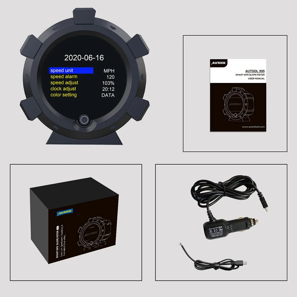 

X95 GPS Speed PMH KMH Slope Meter Inclinometer Multifunctional Car Compass Pitch Tilt Angle Protractor Latitude Longitude