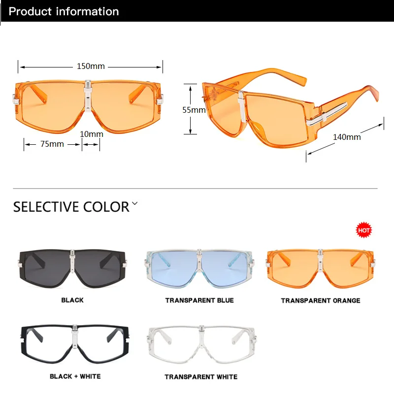 

Fashion Oversized Goggles Sun glasses Women Vintage Luxury Steam Punk Sunglasses Men's Shades Woman Glasses UV400