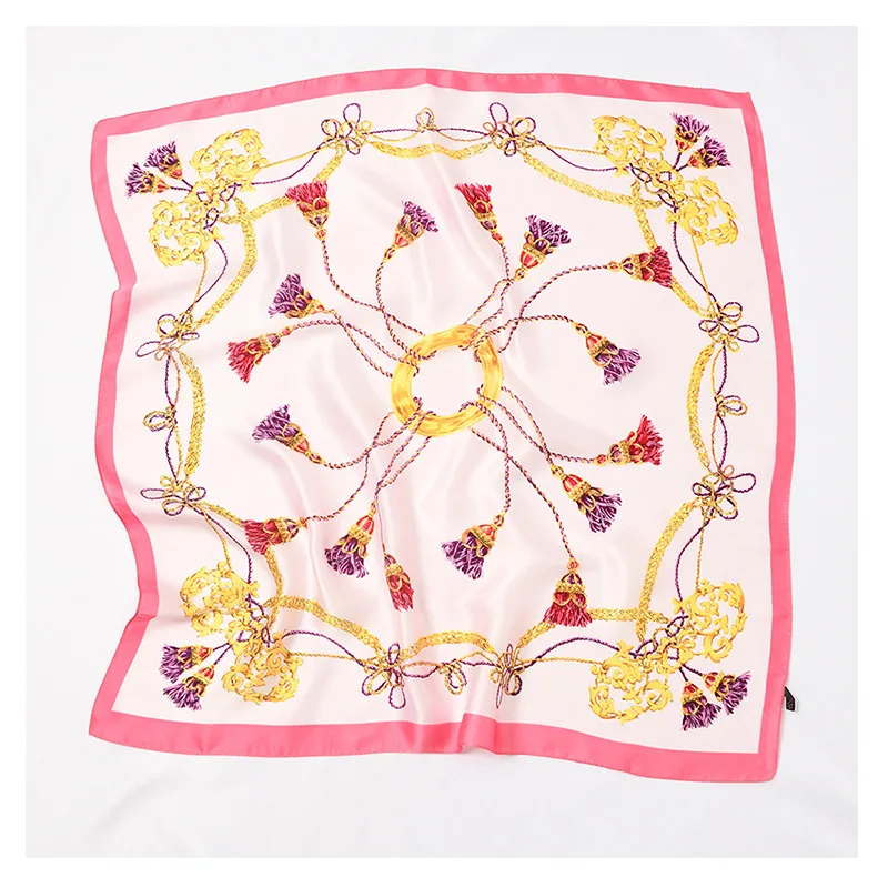 

Fashion Pattern Silk Neckwear Women Smooth Square Scarf Small Bandana Luxury Design Handkerchief