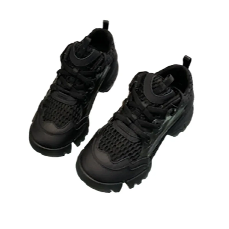 

2020 New Mesh Surface Clunky Sneakers Women Real Leather with Fleece Lining Platform Heightened Sneakers
