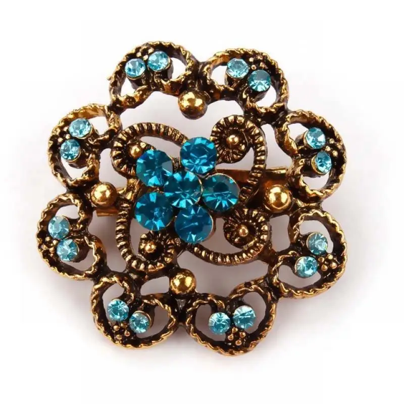 Античные Позолоченные Стразы с кристаллами винтажная Цветочная Брошь малой
