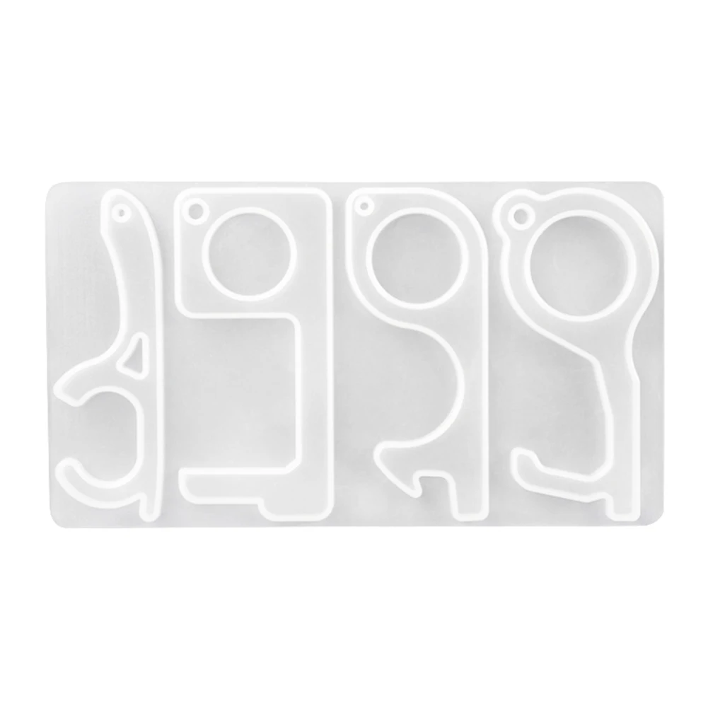 

DIY Epoxy Resin Crystal Silicone Mold Non-Contact Keychain Press Elevator Door Opener LXY9